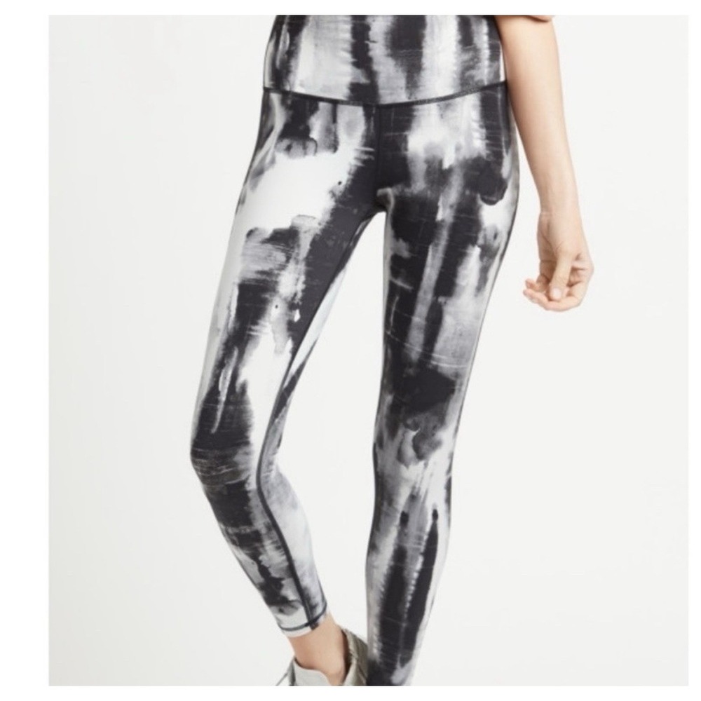 Varley Pull On Ankle Leggings Sz M Tie-Dye Black/grey Athletic